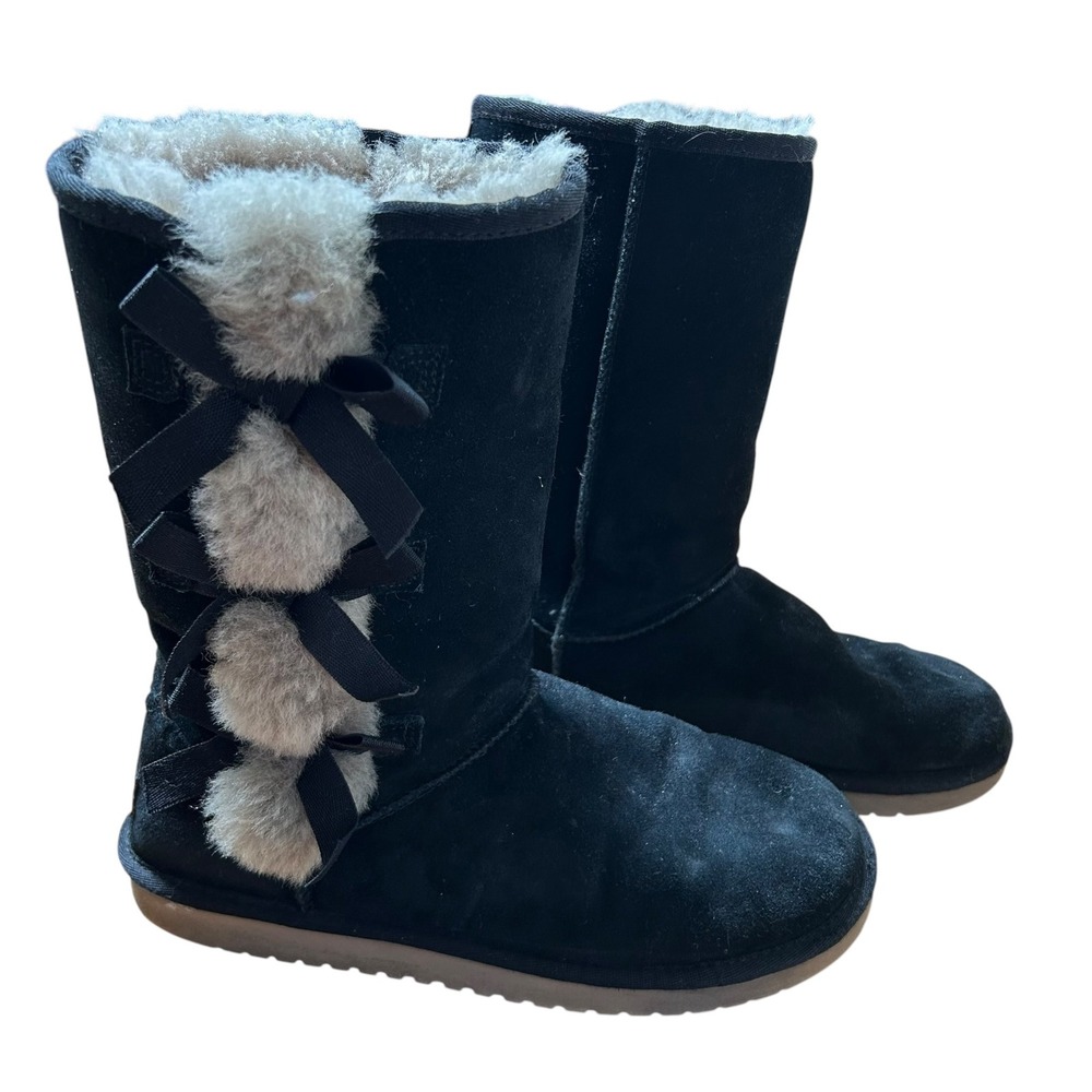 Koolaburra by UGG Victoria Black Bow tie Boots Size 9 Suede Leather